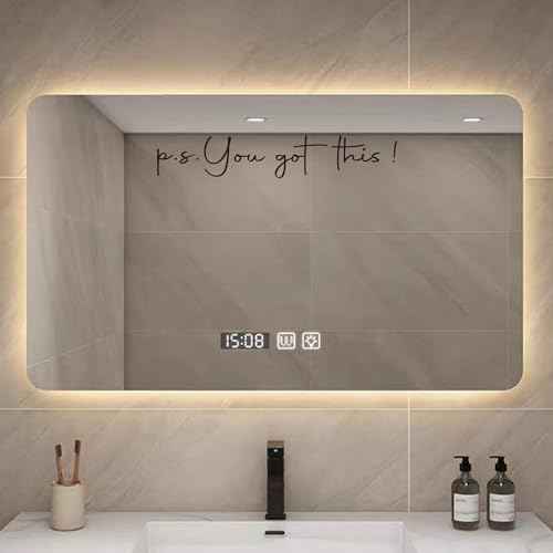 You Got This, Mirror Decal Vinyl Decal, Bedroom Wall Decals, Mirror Sticker for Girls, Positive Affirmation Sticker for Girls Room, Bathroom Shower Door Decals, 11x1.8 inch (Without Mirror)