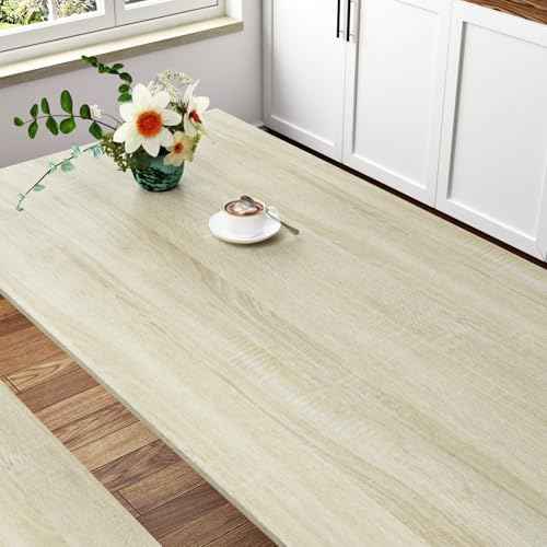 WESTICK Light Oak Wood Contact Paper Peel and Stick Countertop Beige Wood Grain Wallpaper Self Adhesive Vinyl Wrap Waterproof Wooden Wall Paper for Counter Covering Tables Kitchen Cabinets 15.8"x80"