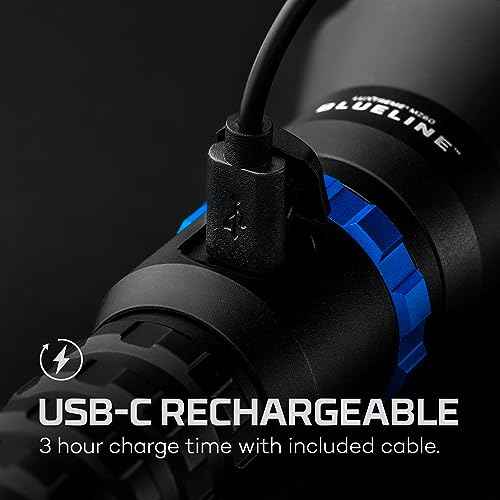 NEBO LUXTREME MZ60 Blueline Flashlight & Portable Charger | 1,000 Lumens, 5 Light Modes, 0.62 Mile Beam Distance, Rechargeable LED Flashlight, Waterproof & Durable, Includes USB-C Charging Cable