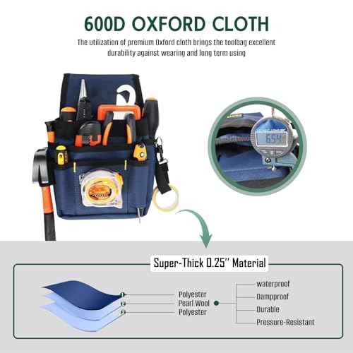 Waist Tool Bag, 8 Pockets and Screwdriver Loops Construction with Adjustable Belt, Carpenter's Tool belts, Small Tool Pouch, Tool Pouches, Tool Belts
