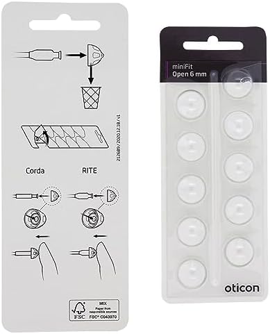 Genuine Oticon Hearing Aid Domes Minifit Open 6mm (0.24 inches - Too Small), Oticon Branded OEM Denmark Replacements, Authentic Accessories for Optimal Performance -2 Pack/20 Domes Total