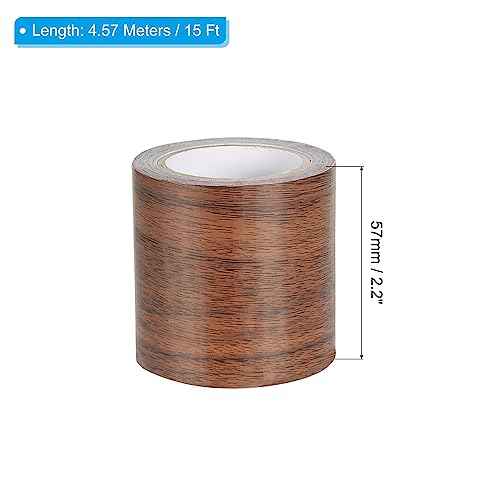 PATIKIL Wood Grain Repair Tape 2.2" X15', Self Adhesive Realistic Textured Repair Tape Patch for Floor Door Table Cabinets Desk, Dark Brown Oak