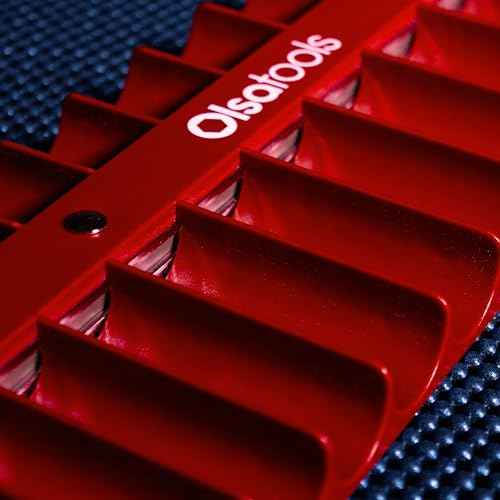 Olsa Tools Magnetic Portable Socket Organizer Tray - 3/8-Inch Drive - Red Holder for Deep & Shallow Sockets - Fits up to 1" SAE or 24mm Metric - Quality Tool Organizer for Professionals - Part 1076