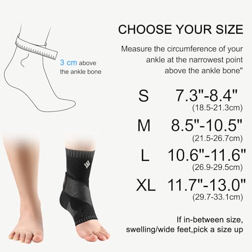 NEENCA Ankle Brace for Women & Men, Ankle Support with Compression Wrap, Compression Sleeve for Sprained Ankle, Swelling & Heel Spur Pain, Plantar Fasciitis Sports, Achilles Tendonitis Pain Relief