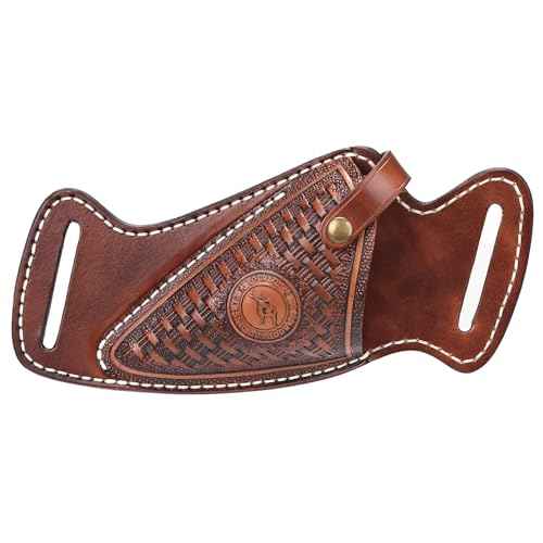 Tourbon Leather Garden Pruner Shears Sheath Scissors Holster Gardening Pouch Cross Draw Right Side Plier Tool Holder, Brown