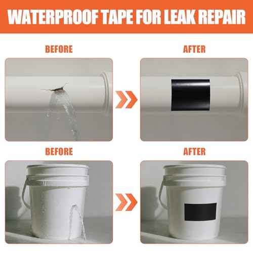 Duct Tape Flexible Rubberized Waterproof Tape, Strong Adhesive Duct Tape Black Tape Heavy Duty and Weather Resistant for Indoor Outdoor Repairs, 4¡¯¡¯ x10¡¯, 1 Pack