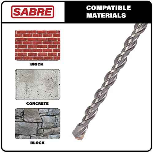 3/16 Inch x 12 Inch SDS Plus Rotary Hammer Drill Bit, Carbide Tipped for Brick, Stone, and Concrete (3/16" x 10" x 12")