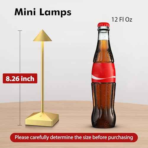 3 Pack 8.26in Gold Small Cordless Table Lamps Rechargeable, Battery Operated Mini Lamp, Small Lamp Touch Portable Table Lights, LED Night Light for Bedside/Dining/Bar/Outdoor (Gold-A)