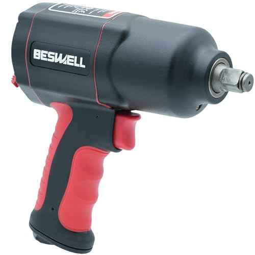 BESWELL¢ç AKP-01N -1/2-Inch Air Impact Wrench-1180 Foot-Pounds Max Loosen Torque Output-Well Balanced Lightweight Includes 11Pieces CR-V SAE Impact Sockets & 3pcs Metric Deep Socket & Carrying Case