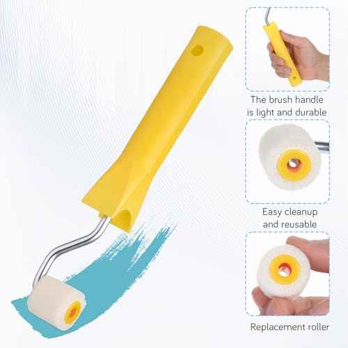 4/5 inch Mini Paint Rollers for Touch up Trim Edge or Corner Small Roller Paint Brush Tiny Corner Painting Tool Professional Wool Brushes for Painting(1 Brush +4 Rollers)