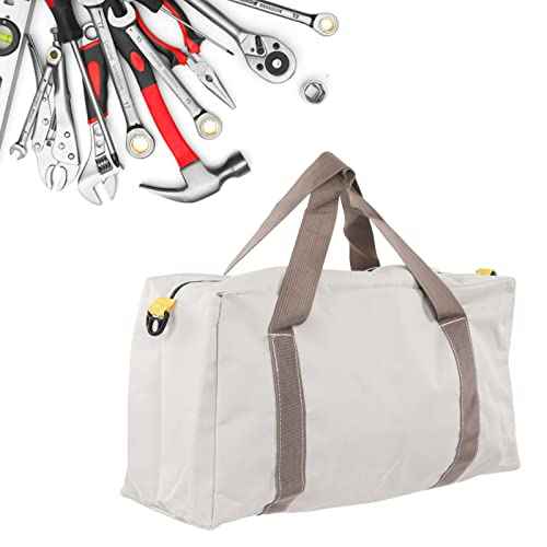 Electrician Tool Bag Wide Mouth Canvas Tote for Power Tools and Hardware Storage Large Capacity Organizer for Industrial Work(20in)