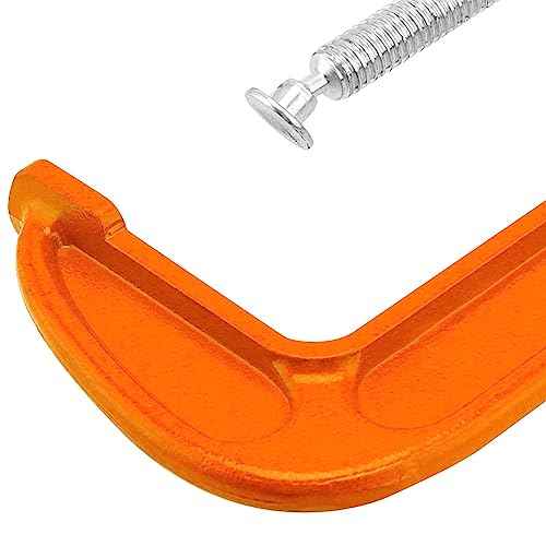 2 Packs 10 Inch C-Clamp, Malleable Iron C-Clamp, Heavy Duty C-Clamp for Woodworking, Metalworking, 8.7 Inches Max Jaw Opening, 3.7 Inches Throat Depth, Orange