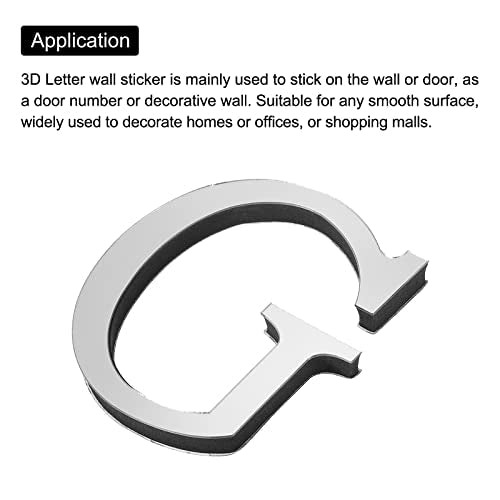 PATIKIL 3D Acrylic Alphabet Mirror Wall Stickers Letter G Self-Adhesive Home Decor Letter Sign Art Sticker Decal for DIY Home Decoration Silver Tone