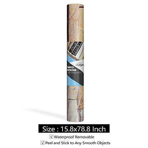 Livelynine Neutral Brick Wallpaper Peel and Stick Textured Stone Wallpaper Removable Cream Beige Brick Contact Paper for Classroom Self Adhesive Wall Paper for Bedroom Bathroom Kitchen Dorm 15.8x78.8