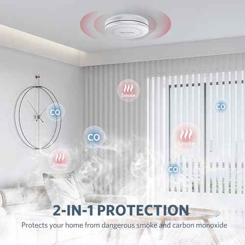 2 Pack Smoke and Carbon Monoxide Alarms, HATHEPHS 10-Year Battery Smoke & CO Detector with Large Test/Silence Button, Easy Installation