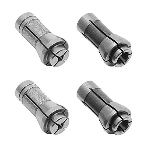 Murtenze 4 Pack Die Grinder Collet, Grinding Machine Clamping Collet Adapter 1/4" and 1/8" Arbors Shanks, 2 Pack 3mm and 2 Pack 6mm Die Grinder Collet.