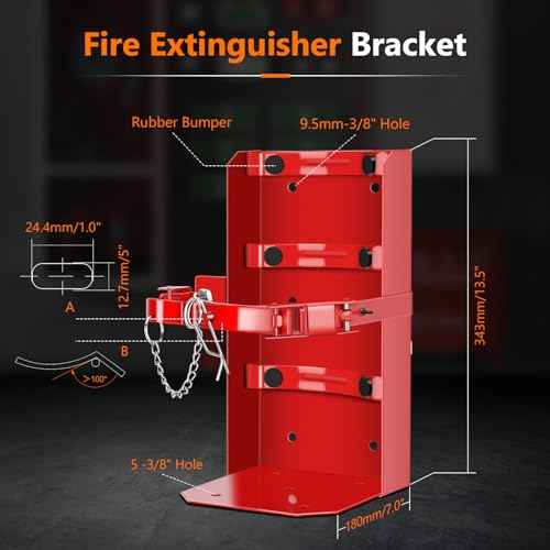Heavy Duty Vehicle Bracket,Fire Extinguisher Brackets&Mounts-St12 Steel Red, Fit 20lb Dry/10lb Co2 Extinguisher-for School,Garage,Vehicle,Boat,Truck Generic Replacement for 810 by amerex