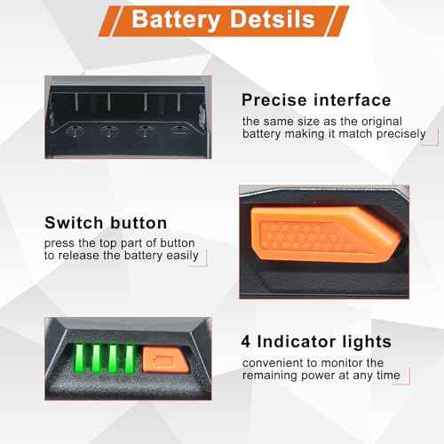 DTK Battery Replacement for RIDGID 18V Battery Drill R840087 R840083 R840086 R840085 R840084 AC840085 AC840086 AC840087P AC840089 Tools 3000mAh 2 Packs