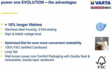 PowerOne Evolution Size 312 Hearing Aid Batteries - 1.45V Zinc Air with Improved Battery Life (120 Batteries)
