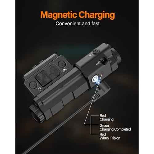 TOUGHSOUL Max 1600 Lumen Rechargeable Red Blue IR Laser Flashlight for AR Rifle - 2 in 1 Picatinny Flashlight and Blue Laser Sight Combo