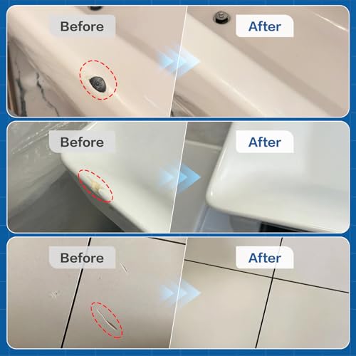 Tub and Tile Paint, Semi-Gloss White Touch Up Paint Pen for Scratches, Chips, Spots, Cracks on Bathtub, Porcelain, Enamel and Toilets,1.5 Fl Oz(White)
