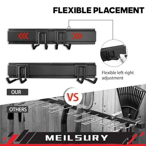 Garage Storage, 48-INCH Garage Tool Organization Wall Mount, Upgraded to Support Max 440lbs Garage Garden Tool Organizer, Professional Wall Mount Tool Storage Racks with 3 Rails and 7 Hooks