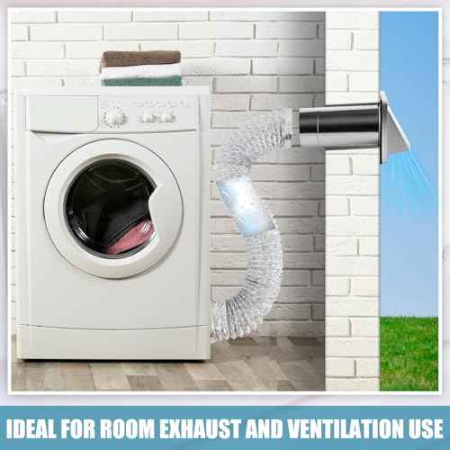 Gisafai 4" Outside Dryer Vent Cover for Exterior Walls Exhaust Vent Cap with Removable Extension Pipe Stainless Steel Hood Cushioned Non Return Flap with Sealing Gasket Grille Screen