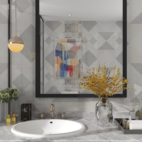 YENHOME Black Wallpaper Border Peel and Stick Mirror Frame Border 3"X236" Removable Waterproof Black Mirror Borders Peel and Stick Tape Wall Trim Bedroom Bathroom Kitchen Bulletin Board Wallpaper