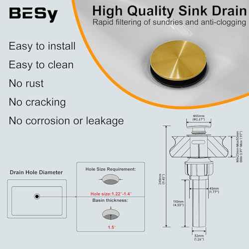 BESy Brushed Gold Waterfall Bathroom Faucets, Single Hole Single Handle Bathroom Sink Faucet, 1 Hole Rv Vanity Faucet 3 Hole Deck Plate