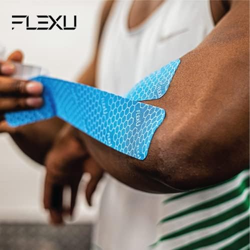 FlexU Kinesiology Tape Bulk Pack; Therapeutic Recovery Tape; Hypoallergenic, Long-Lasting; Reduces Risk of Sports Injuries, Alleviates Pain; Promotes Fast Recovery; Pro Grade