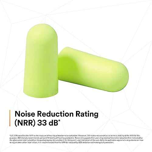 3M Ear Plugs, E-A-Rsoft Yellow Neons 315-1250, 200 Pair of Disposable Earplugs, Pairs Individually Wrapped, Regular Size, Uncorded, 33 NRR, Tapered Cylinder Shape, Slow Recovery Foam
