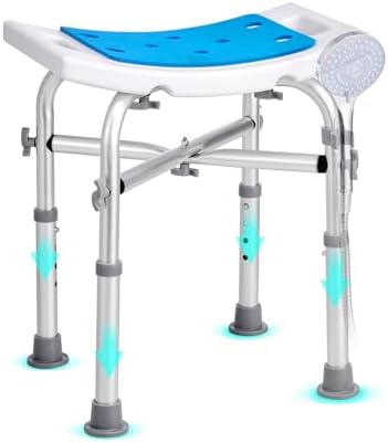 VEVOR Shower Chair for Inside Shower, Adjustable Height Shower Stool with Crossbar Support, Shower Seat for Shower Tub, Non-Slip Bench Bathtub Stool Seat for Elderly Disabled Adults Handicap, 500 lbs