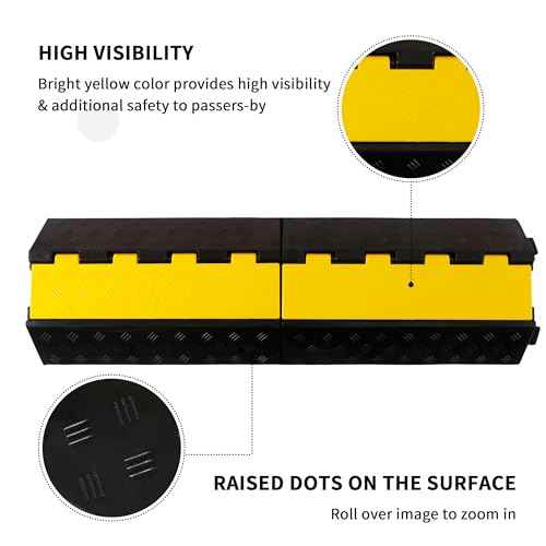 Rubber Cable Ramp Cord Cover Cable Protector Ramps Wire Hose Protective 1 Channel 22000Lbs Load Capacity Traffic Speed Bump for Asphalt Concrete Gravel Driveway, 1 Pack