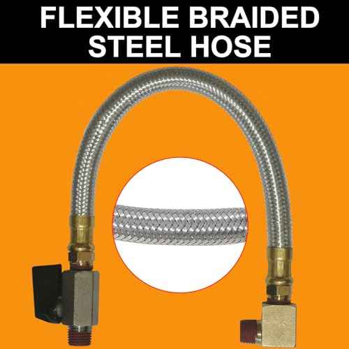 2 Pack Extended Tank Drain Valve Assembly Kit for Air Compressor, Including 10 Inches Air Compressor Tank Drain Hose 1/4 inch NPT, 1/4" to 3/8" Brass Adapter and Thread Seal Tape