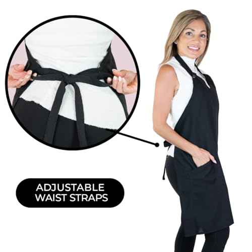 Betty Dain Silhouette Stylist Apron in Black for Salon Hairstylist and Professional Cosmetology Featuring a V-Neck Design | Water Resistant, Lightweight Polyester with Adjustable Snap-Closure
