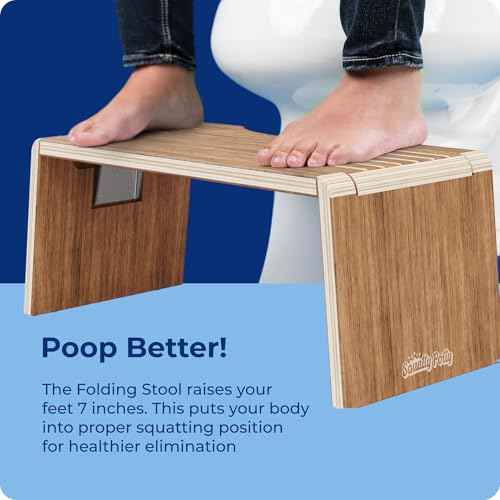 Squatty Potty Oslo Teak Folding Toilet Stool ? Compact, Stylish, and Space-Saving Design for Better Bathroom Posture, Durable Teak, No Assembly Required