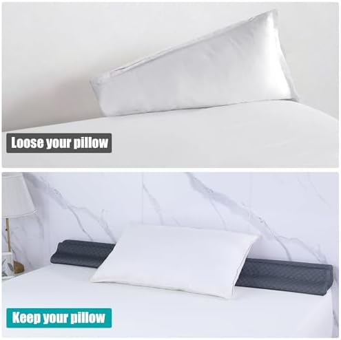 HOMBYS Bed Wedge Pillow for Headboard,Foldable Bed Mattress Gap Filler King Size,Pillow Wedge for Headboard Gap, High Density Foam Bed Crack Pillow,Multifunctional Bed Spacer Filler from Wall,Grey