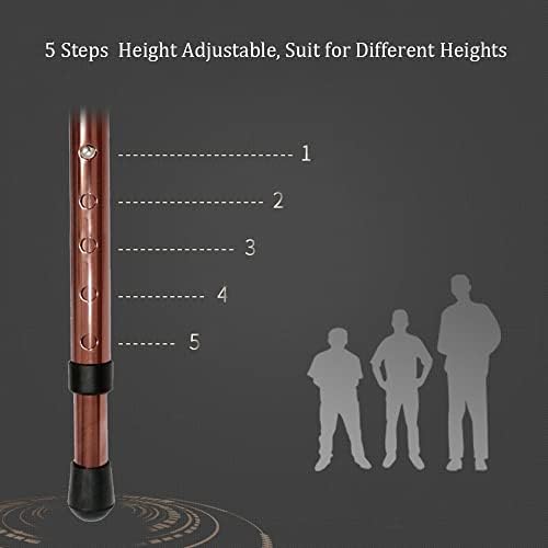 Folding Cane Seat Sturdy Lightweight Adjustable Handle Legs with LED Light Cushion for Elderly Walking Stick 300 lbs Large Plate