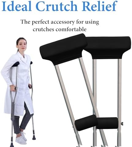SPRING SEAON Crutches Padding Ice Silk Waffle Pattern Universal Crutch Pads for Armpits and Hand Grips Pads for Crutches Underarm Crutch Cushions Crutch Covers Pillows Crutch Accessories (Black)