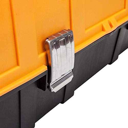 BIG RED ATRJH-3430B Torin 17" Plastic 3-Layer Multi-Function Storage Tool Box with Tray and Dividers, Black/Orange