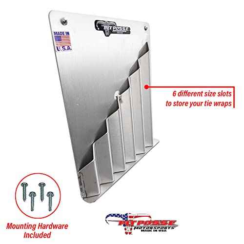 Pit Posse 544 Cable Zip Tie Storage Holder Rack Aluminum Enclosed Race Trailer Shop Garage Storage Organizer-Made in USA