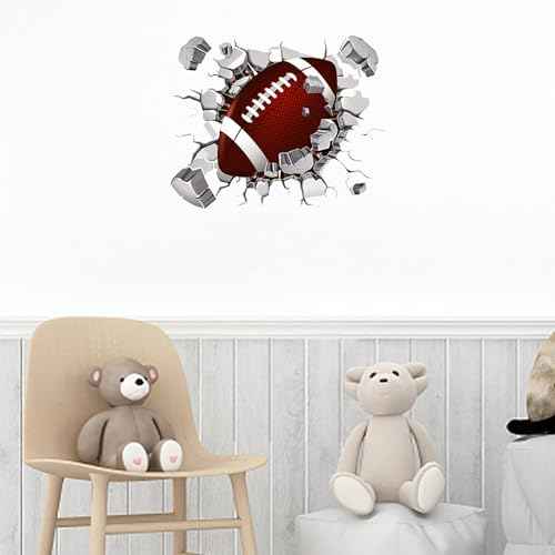 2 Sheets Rugby Breakthrough Wall Decals - American Football Sports Art Stickers for Kids Room Decor, Boys Bedroom, Football Lovers & Players - Easy Peel & Stick Wall Art