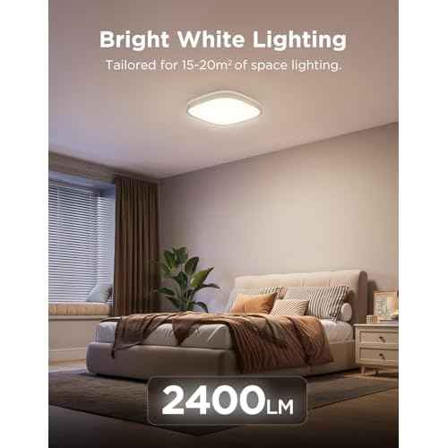Govee Smart Ceiling Light, RGBIC LED Square Ceiling Light Fixture Works with Matter, 2400LM Flush Mount Light Fixture, DIY Colors, 2700K-6500K Dimmable for Bedroom, Living Room, 12 Inch, 1 Pack