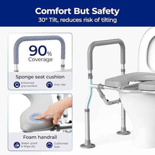 T1 Toilet Seat Riser for Seniors, Raised Toilet Seat with Handles with Adjustable Height Width, 400lb Elevated Commode Chair with Side Clamps, Handicap Toilet Seat for Elderly