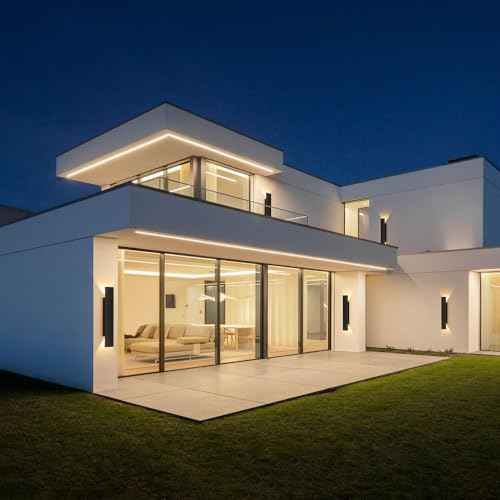 LED Long Wall Light LED Up Down Outdoor Wall Mounted Modern Lighting Fixture £¬100-277V£¬IP65 Waterproof Outdoor Wall Light, Suitable for Courtyard/Exterior Wall/Patio(3000K Warm Light, 15.7inch)