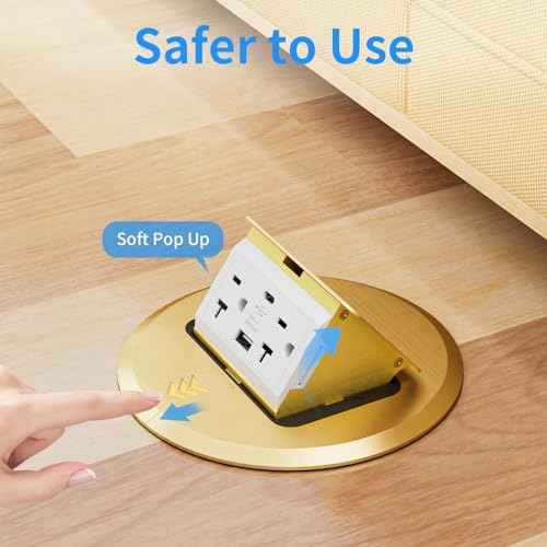 Floor Outlet 20A Pop up Outlet with 25W USB C & USB A, Floor Outlet with 2 AC Outlets Compatible with High-Power Appliances,Update The Soft Pop Make It More Stable and Smooth