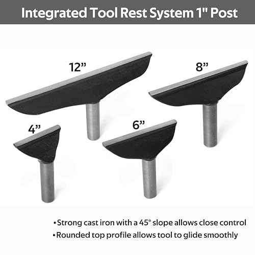 Integrated 12" Tool Rest with 1"(25.4mm) Post with Length 80mm for WoodTurning Lathes.