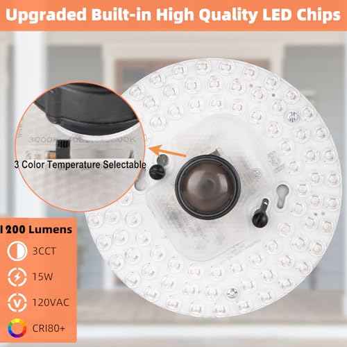 12IN Motion Sensor LED Ceiling Light, Modern Flush Mount Ceiling Light Fixtures, 3CCT 3000-5000K Dusk to Dawn Motion Sensor Outdoor Lights Waterproof for Porch Entryway Garage, Black