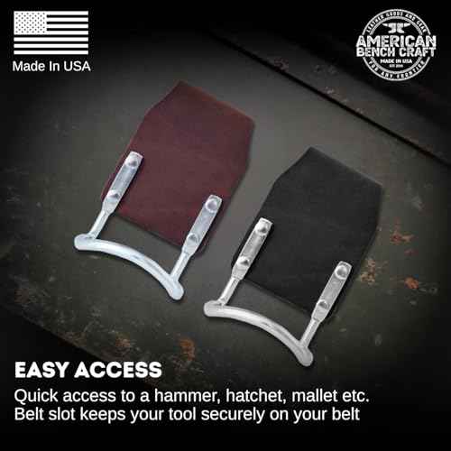 Hammer Holder for Belt - Hammer Holster Loop Bracket - Fits Belts Up to 3" Wide - Made in USA - American Bench Craft