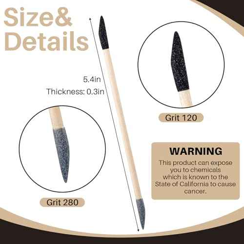 30 Pcs Sanding Sticks Double End Matchsticks Sanding Twigs Fine Detailing Polishing Sticks for Plastic Models Wood Hobby, 120/280 Grit, 5.4 x 0.3 Inch